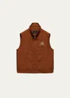 Prada Logo-print Zip-up Vest In Tabacco