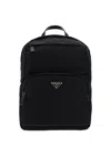 Prada Re-nylon Triangle Logo Backpack In Black