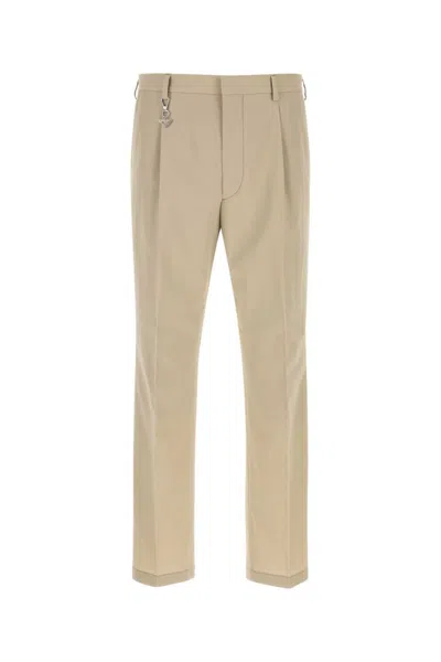 Prada Beige Tailored Pleated Pants In Gold