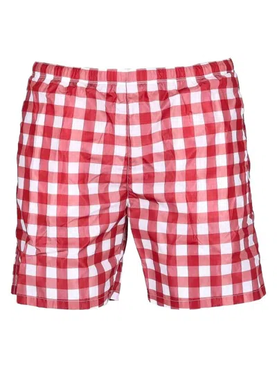 Prada Men's Biancoroso Swimshort For Ss23 In Red