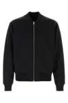 Prada Stretch Polyester Bomber Jacket Front Pockets In Black