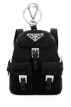 Prada Black Fabric Key Ring In Black