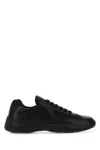 Prada Men Black Leather And Tech Fabric Sneakers In Black