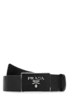 Prada Men Black Leather Belt In Black