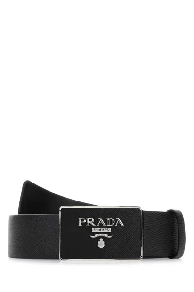 Prada Men Black Leather Belt
