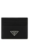 Prada Men Black Leather Card Holder