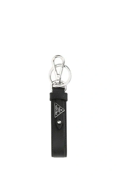 Prada Men Black Leather Key Ring