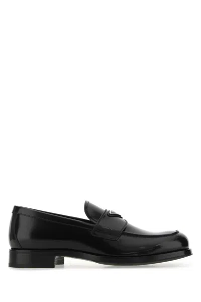 Prada Men Black Leather Loafers