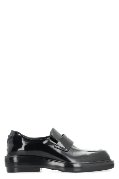 Prada Men's Black Leather Loafers For Ss24 Collection