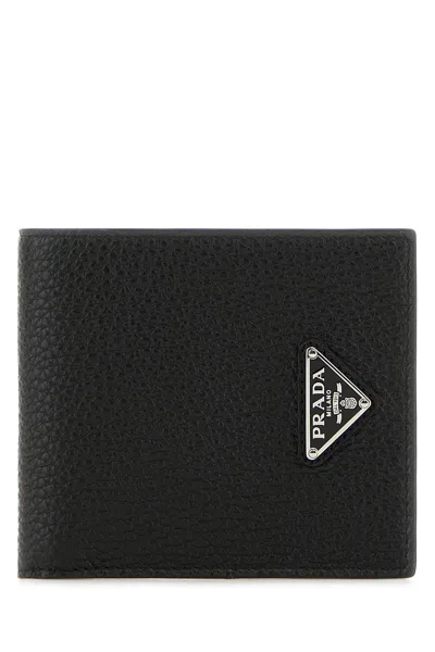 Prada Men Black Leather Wallet
