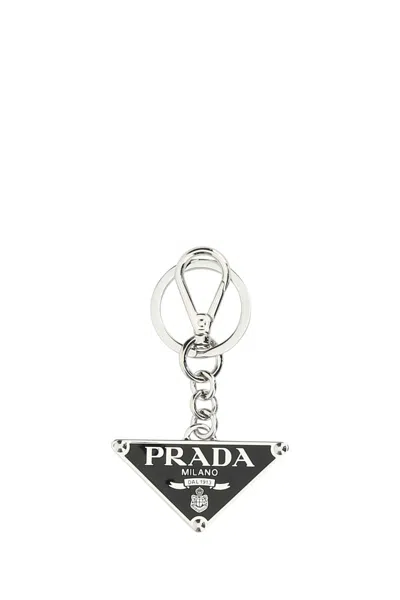 Prada Men Black Metal Key Ring