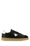 Prada Nappa Leather Sneakers Round Toe Low-top Silhouette In Black