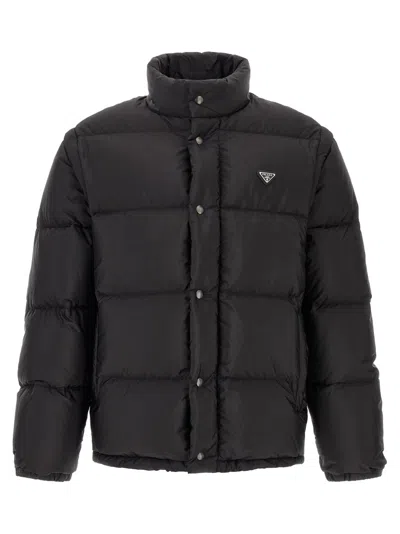 PRADA MEN BLACK QUILTED DOWN JACKET