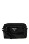 Prada Men Black Re-nylon And Leather Crossbody Bag