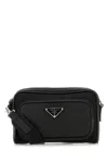Prada Men Black Re-nylon And Leather Crossbody Bag