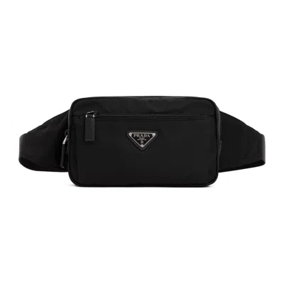 Prada Men's Black Re-nylon And Saffiano Belt Handbag