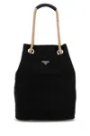Prada Nylon Shopping Bag With Rope Handles In Black