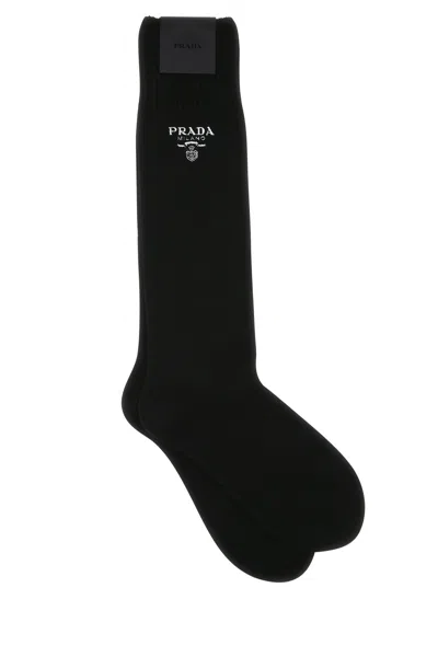 Prada Men Black Virgin Wool Blend Socks