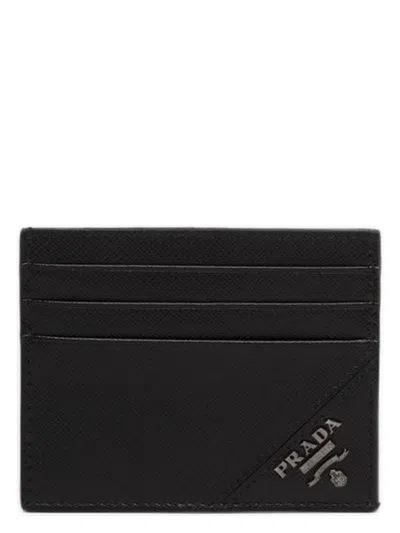 Prada Men's Black/silver Saffiano Leather Wallet | 2mc223qme