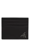 Prada Saffiano Leather Card Holder In Black