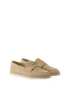 Prada Desert Calf Leather Flat Shoes In Neutral