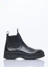 Prada Chunky Sole Leather Ankle Boots In Black