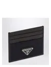 Prada Men's Blue/cafã© Saffiano Card Case With Logo Triangle | 2mc0252384 In Blue