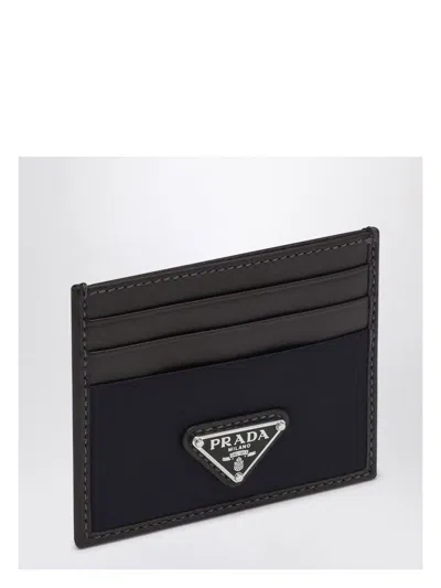 Prada Men's Blue/cafã© Saffiano Card Case With Logo Triangle | 2mc0252384