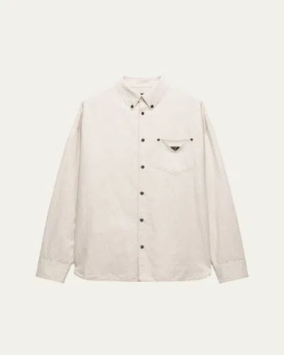PRADA MEN'S BOXY CHAMBRAY BUTTON-DOWN SHIRT