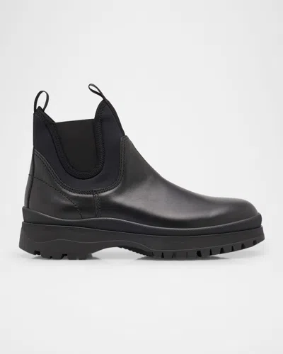 PRADA MEN'S BRIXXEN LEATHER AND NEOPRENE CHELSEA BOOTS