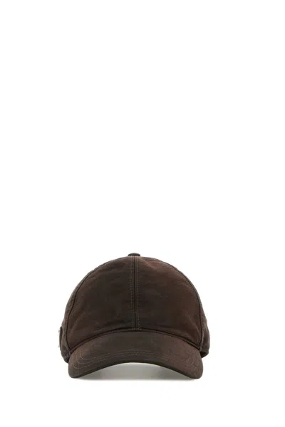 Prada Men Brown Cotton Baseball Cap