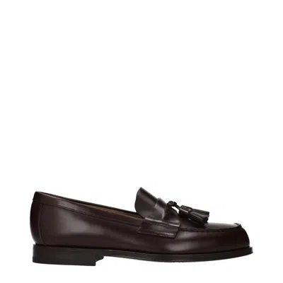 Prada Men's Brown/burnt Leather Loafers In Black