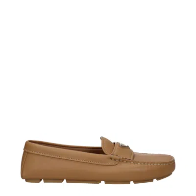 Prada Men's Brown/natural Leather Loafers