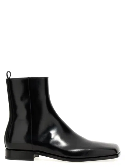 Prada Men Brushed Leather Chelsea Boots