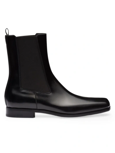 PRADA MEN'S BRUSHED LEATHER CHELSEA BOOTS
