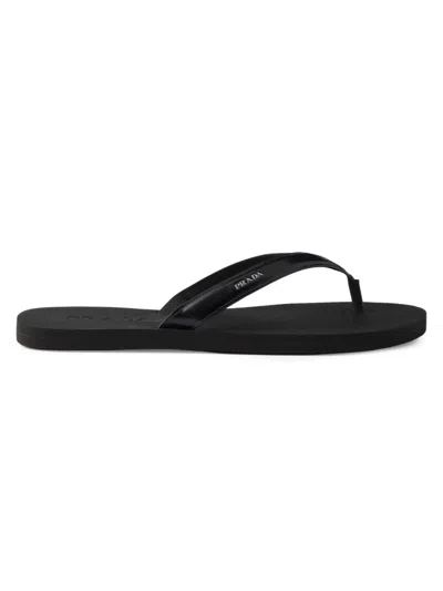 PRADA MEN'S BRUSHED LEATHER FLIP-FLOPS