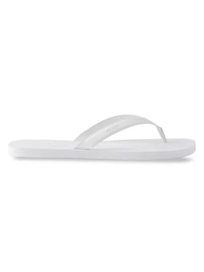 Prada Men's Brushed Leather Flip-flops In White
