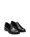 Prada Brushed Leather Lace-up Shoes In Black