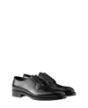 Prada Brushed-leather Lace-up Shoes In Black