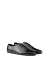 Prada Brushed-leather Lace-up Shoes In Black