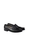 Prada Polished Leather Flat Shoes In Black