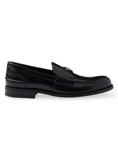 PRADA MEN'S BRUSHED LEATHER LOAFERS