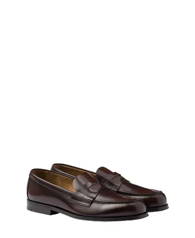 Prada Brushed Leather Loafers In Sienna