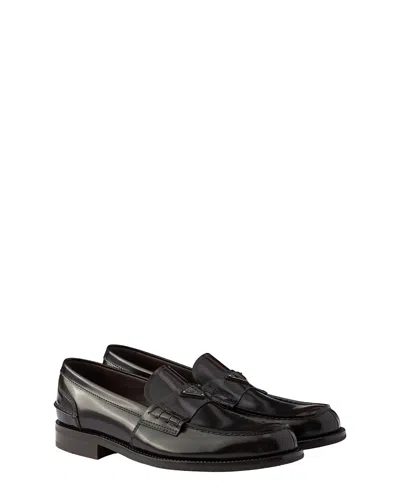 Prada Leather Loafers In Brown