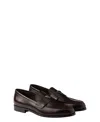 Prada Men's Brushed Leather Loafers In Black
