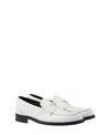 Prada Men's Brushed Leather Split-toe Loafers In White