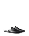 Prada Brushed Leather Slippers In Black