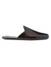 Prada Brushed Leather Slippers In Brown