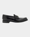 Prada Men's Brushed Leather Split-toe Loafers In Black