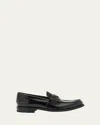 Prada Men's Brushed Leather Split-toe Loafers In Black